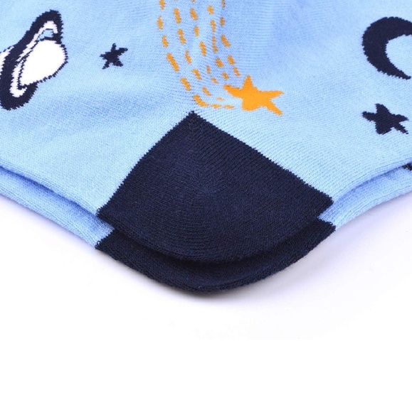 Mens Novelty Space Planets Cotton Crew Socks Blue - Picture 4 of 5